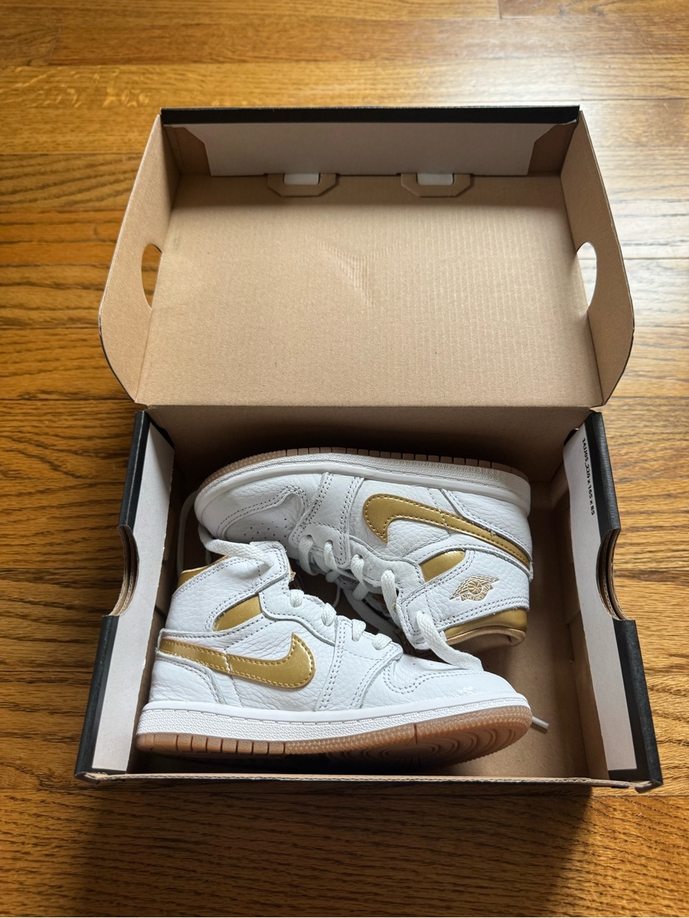 Nike Kids White and Gold High-Top Sneakers